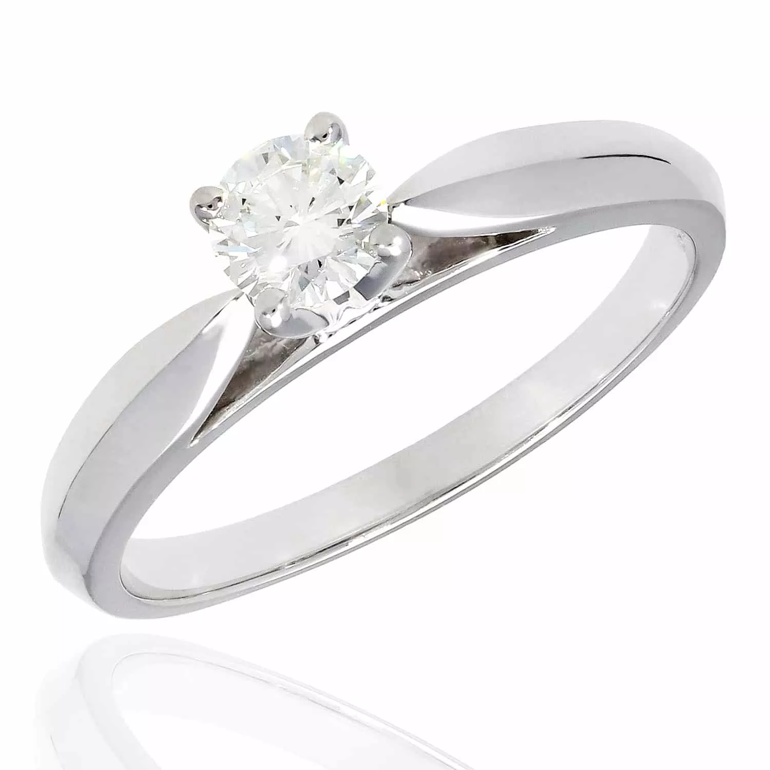 0.30CT Natural Diamond Round 14K White Gold Wedding Engagement Ring