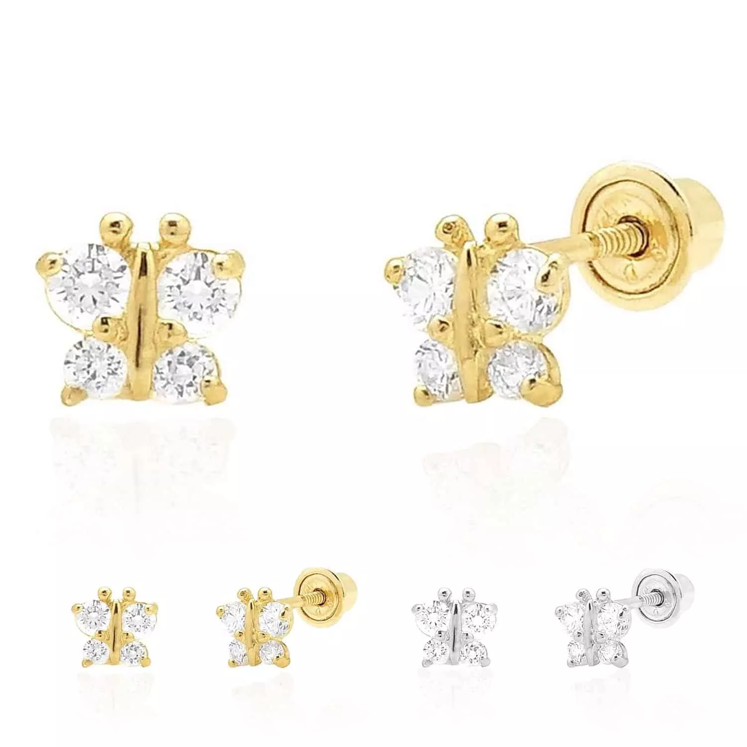 0.30CTW CZ 14K Gold Screw Back Stud Earrings 5mm