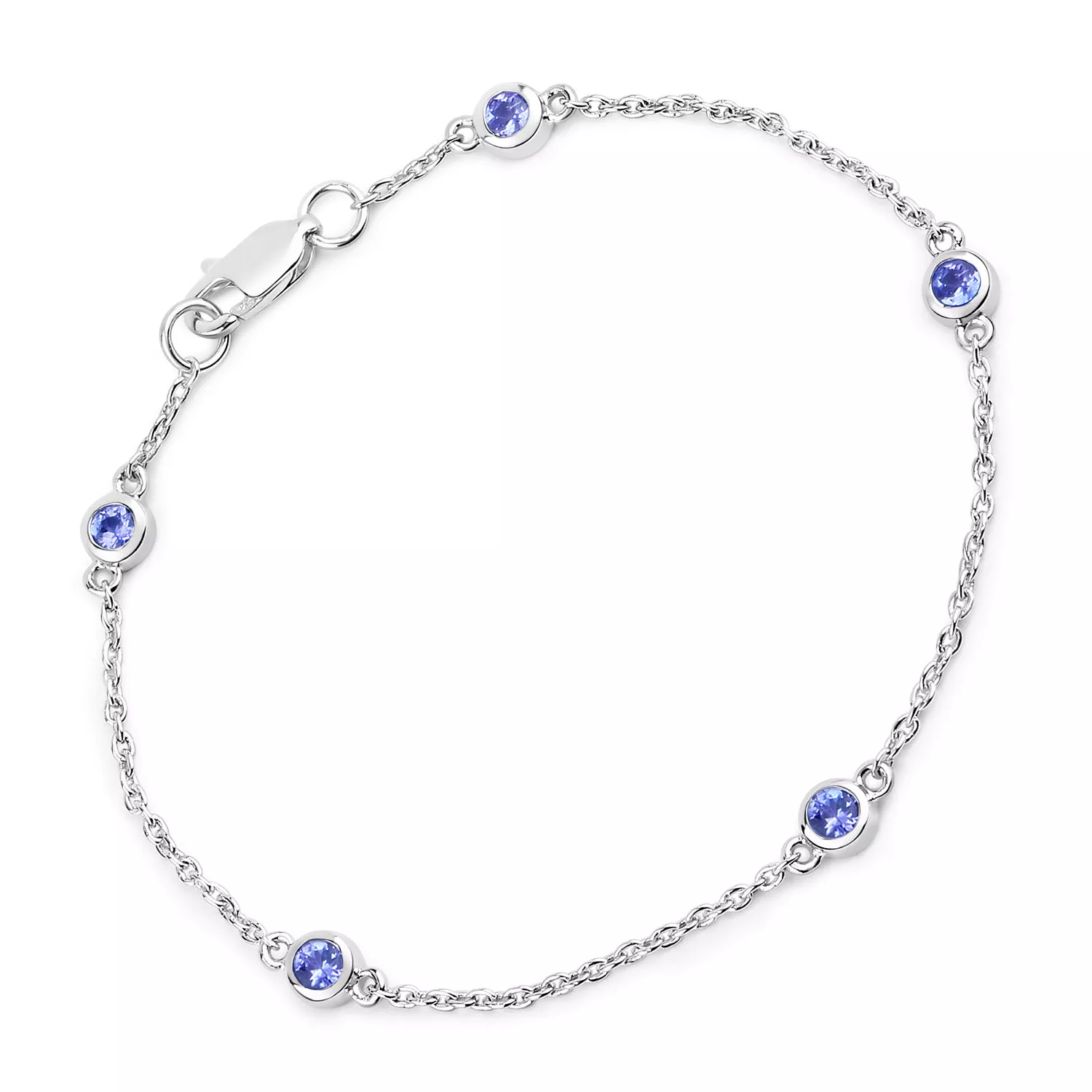 0.50 Carat Genuine Tanzanite .925 Sterling Silver Bracelet
