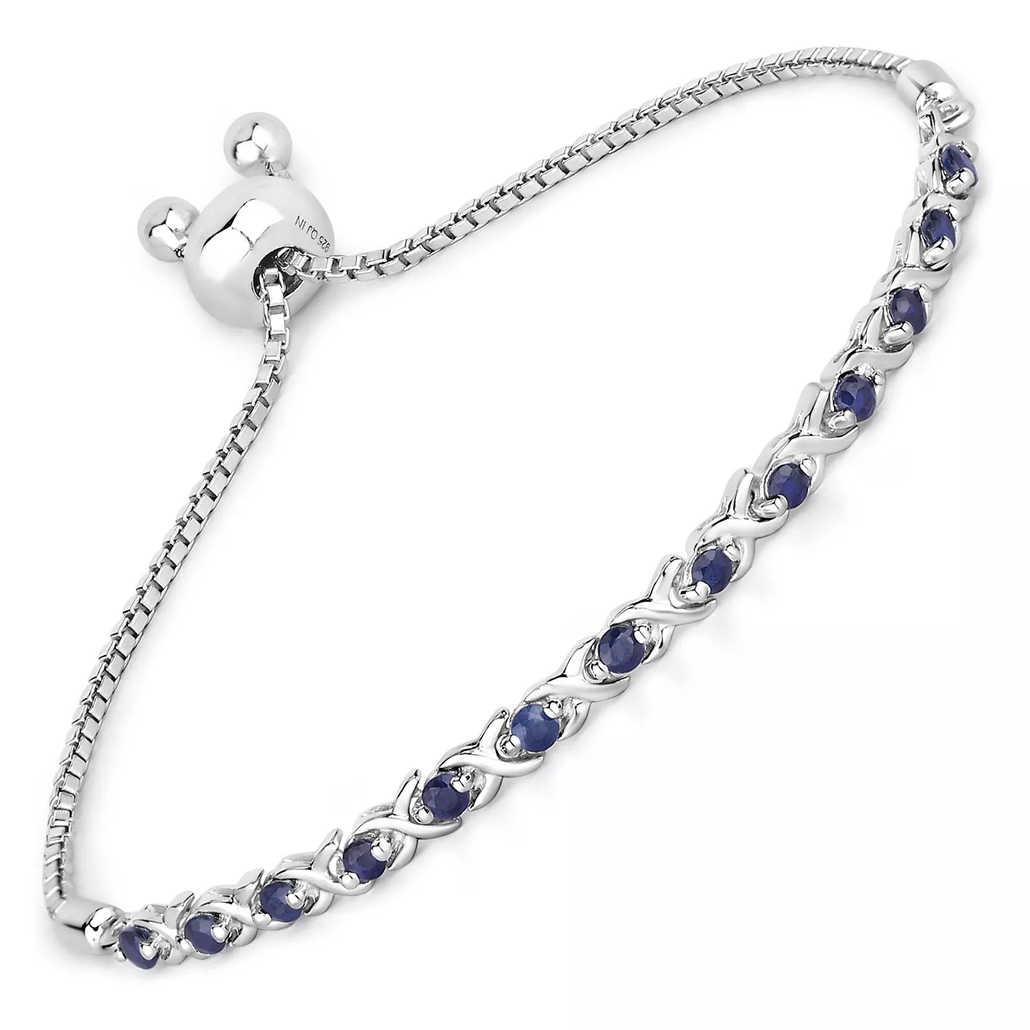 0.88 Carat Genuine Blue Sapphire .925 Sterling Silver Bracelet