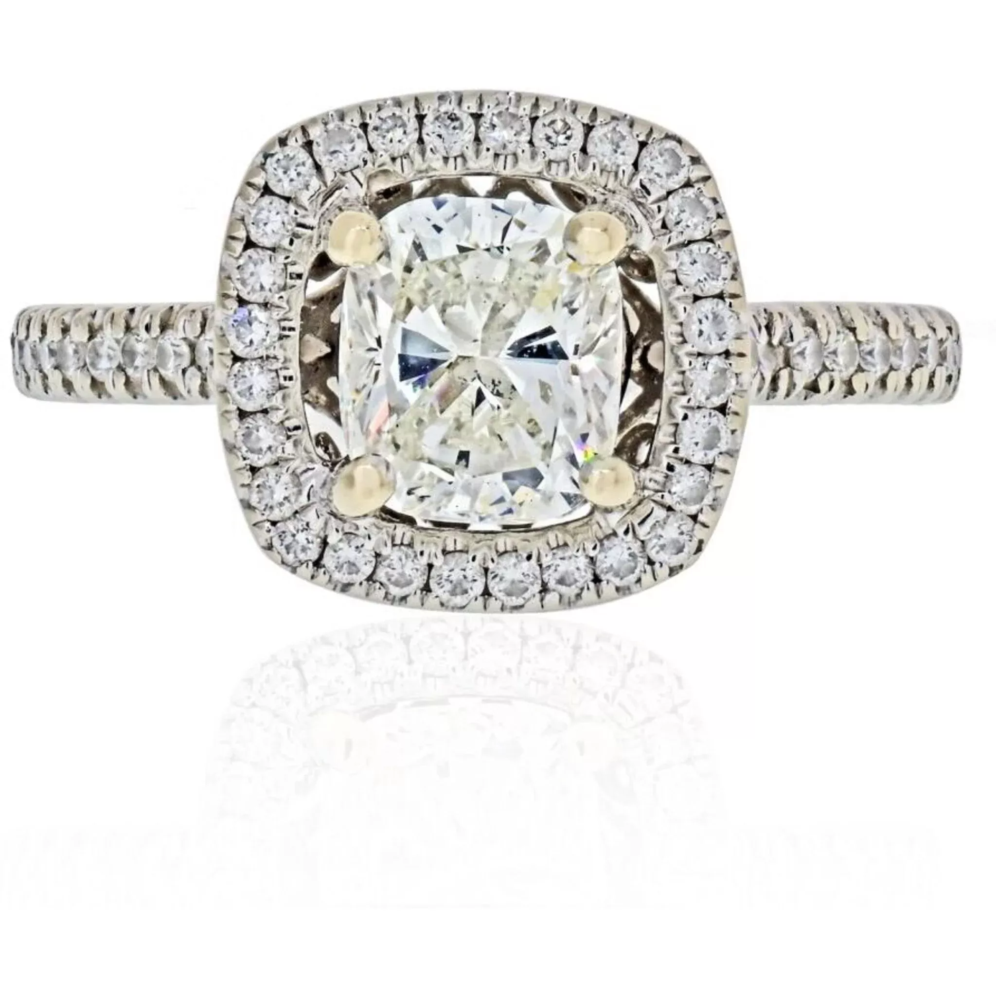 1.01 Carat Cushion Cut Diamond I/VS2 GIA Halo Engagement Ring
