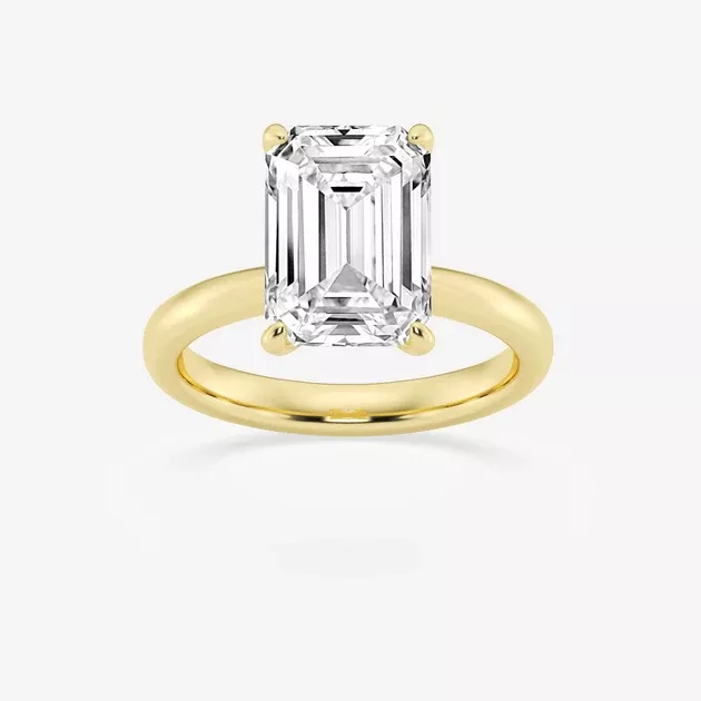 1 - 5 Carat Emerald Lab Grown Diamond Petite Solitaire Engagement Ring
