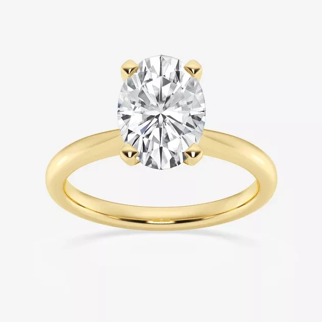 1 - 5 Carat Oval Lab Grown Diamond Petite Solitaire Engagement Ring