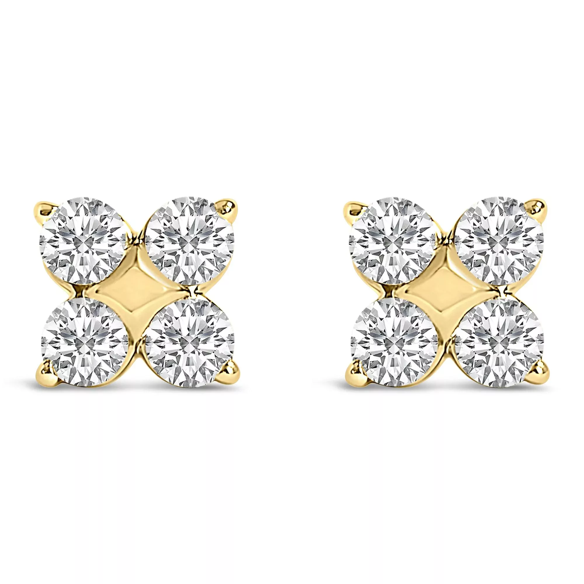 10K Gold 1/2 Cttw Lab Grown Diamond Snowflake Stud Earrings