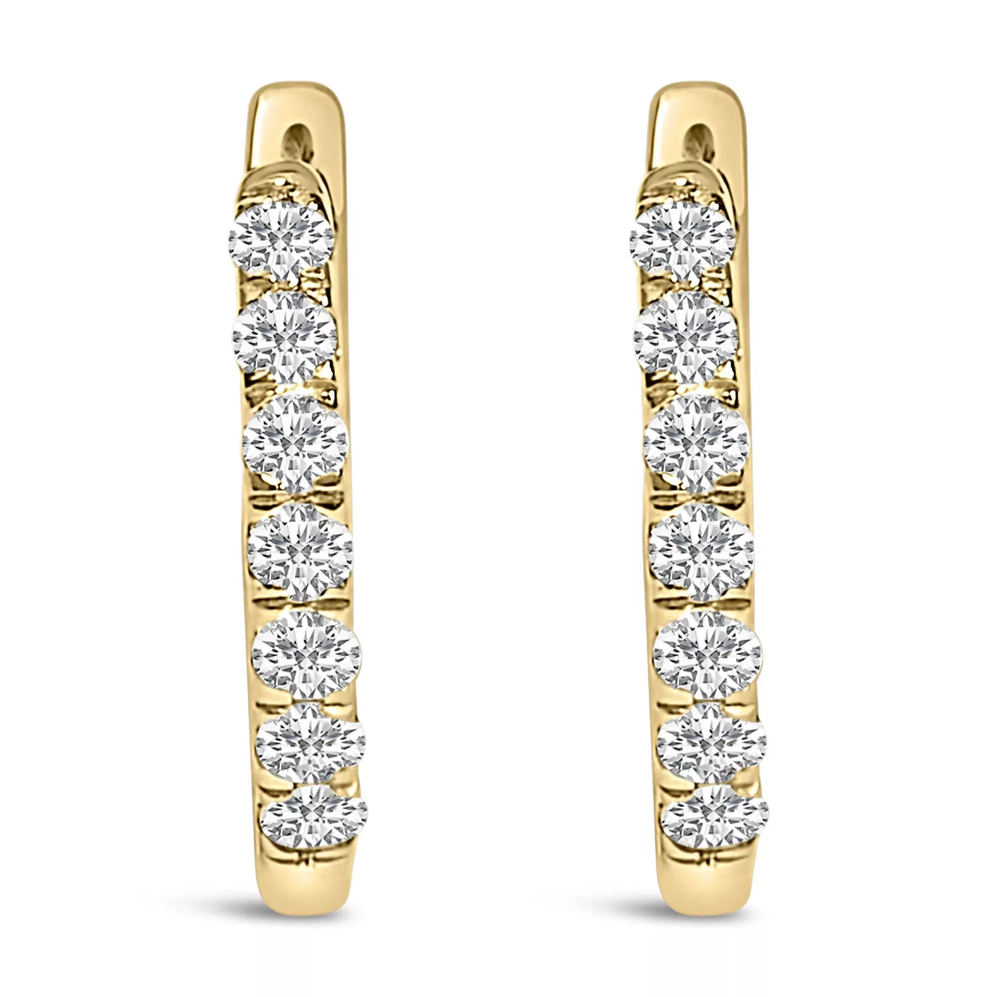 10K Gold 1/4 Cttw Diamond Double Sided Huggie Hoop Earrings