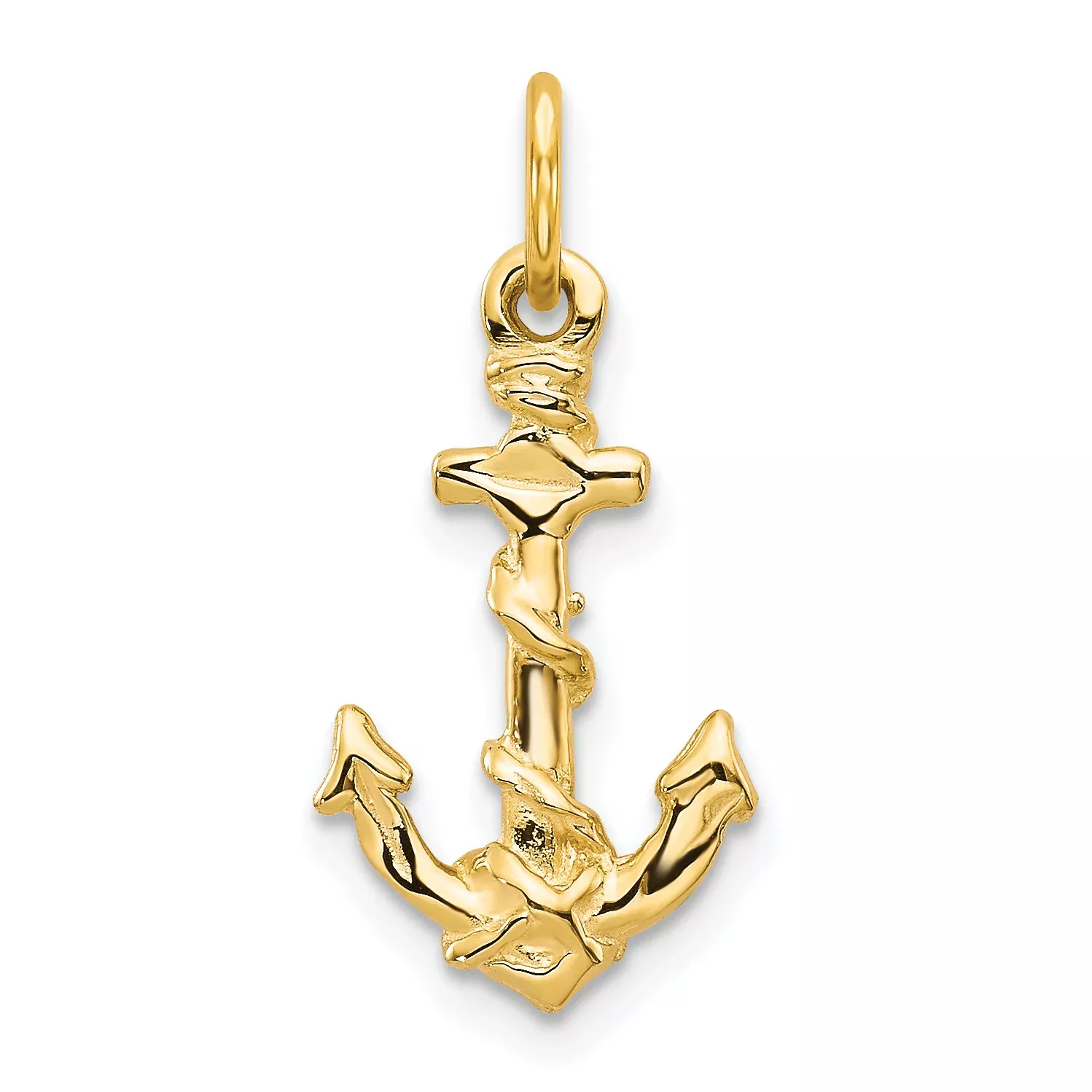 10K Gold Anchor Pendant with Polished FinishSolid and Elegant Design
