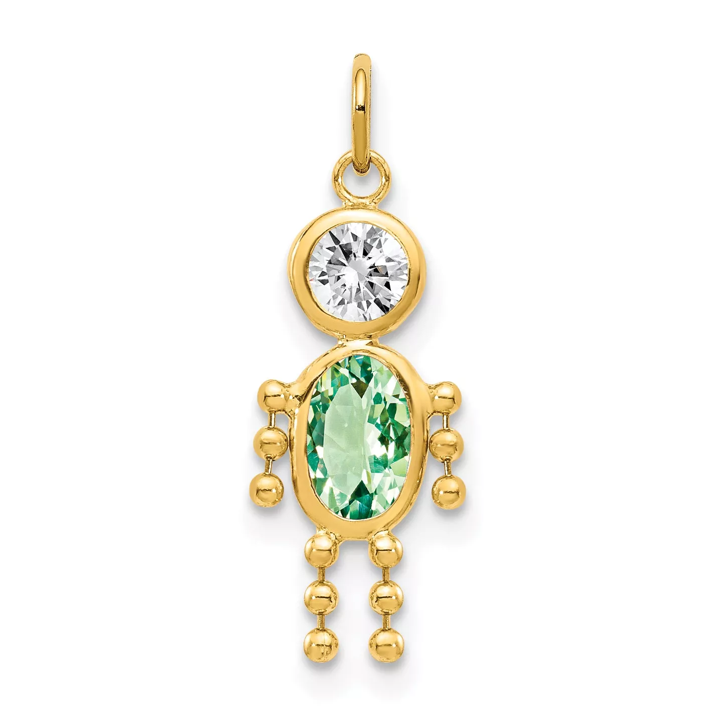 10K Gold August Boy Birthstone Charm with Polished Finish