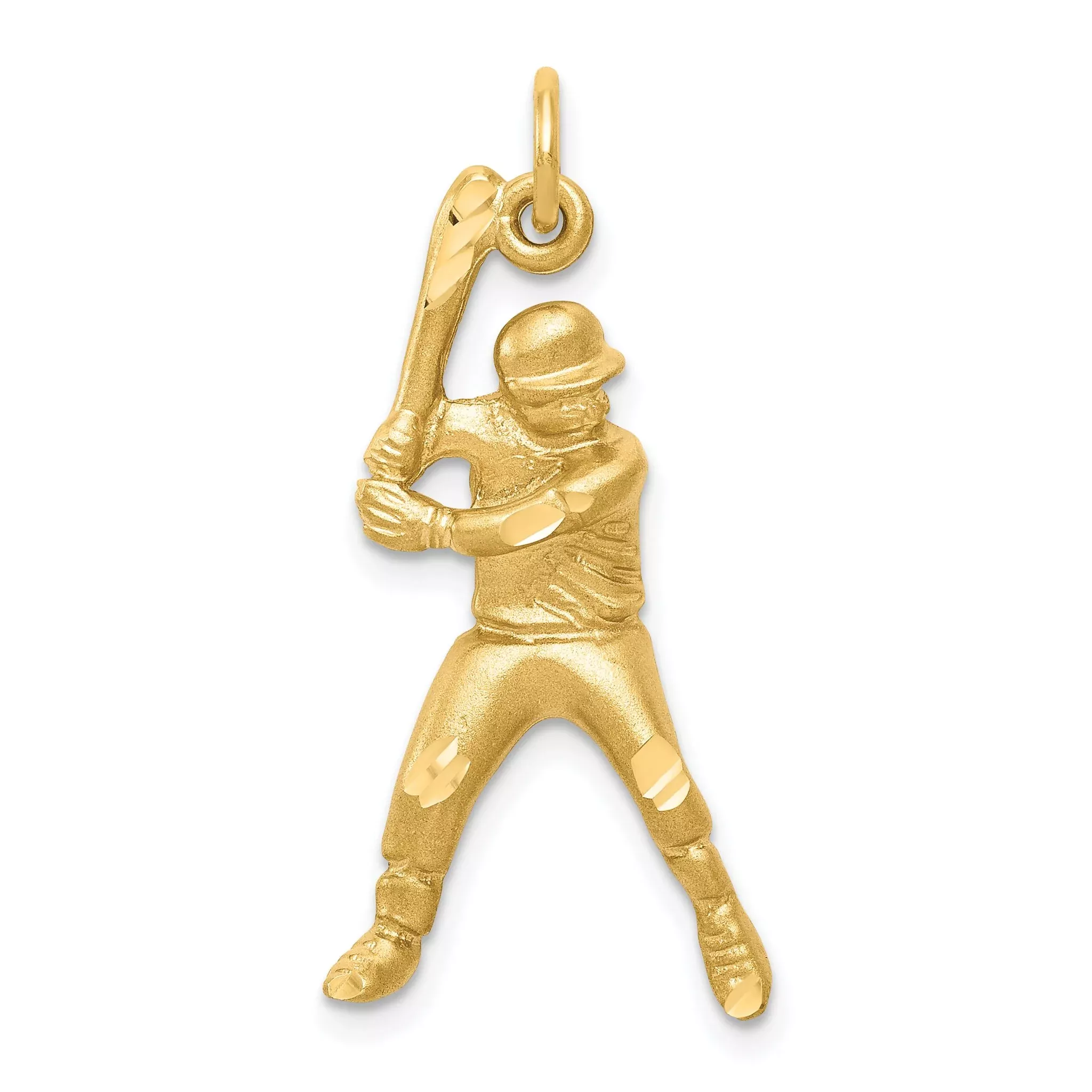 10K Gold Baseball Charm with Polished Finish Solid Design