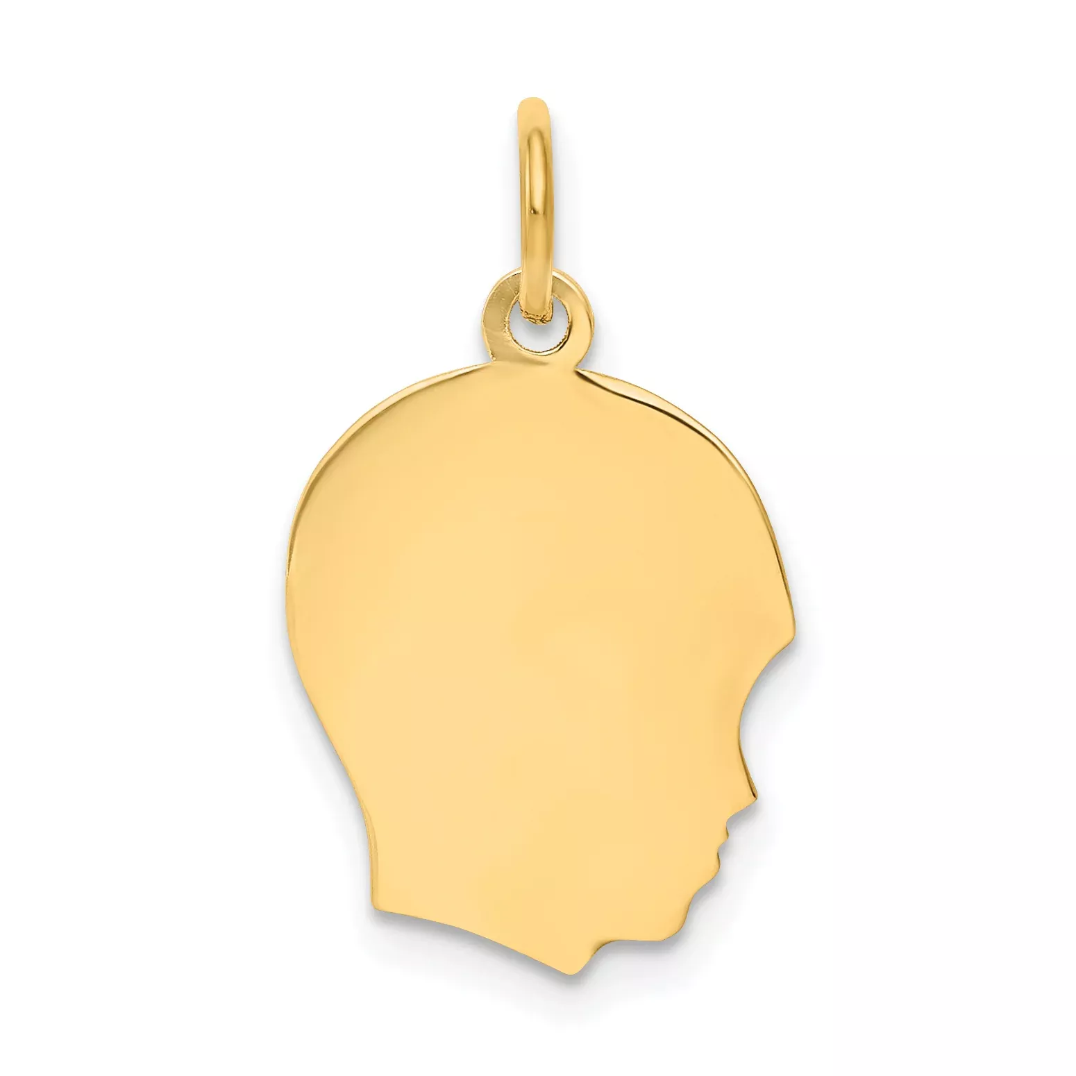 10K Gold Boy Head Charm Engravable with Polished Finish