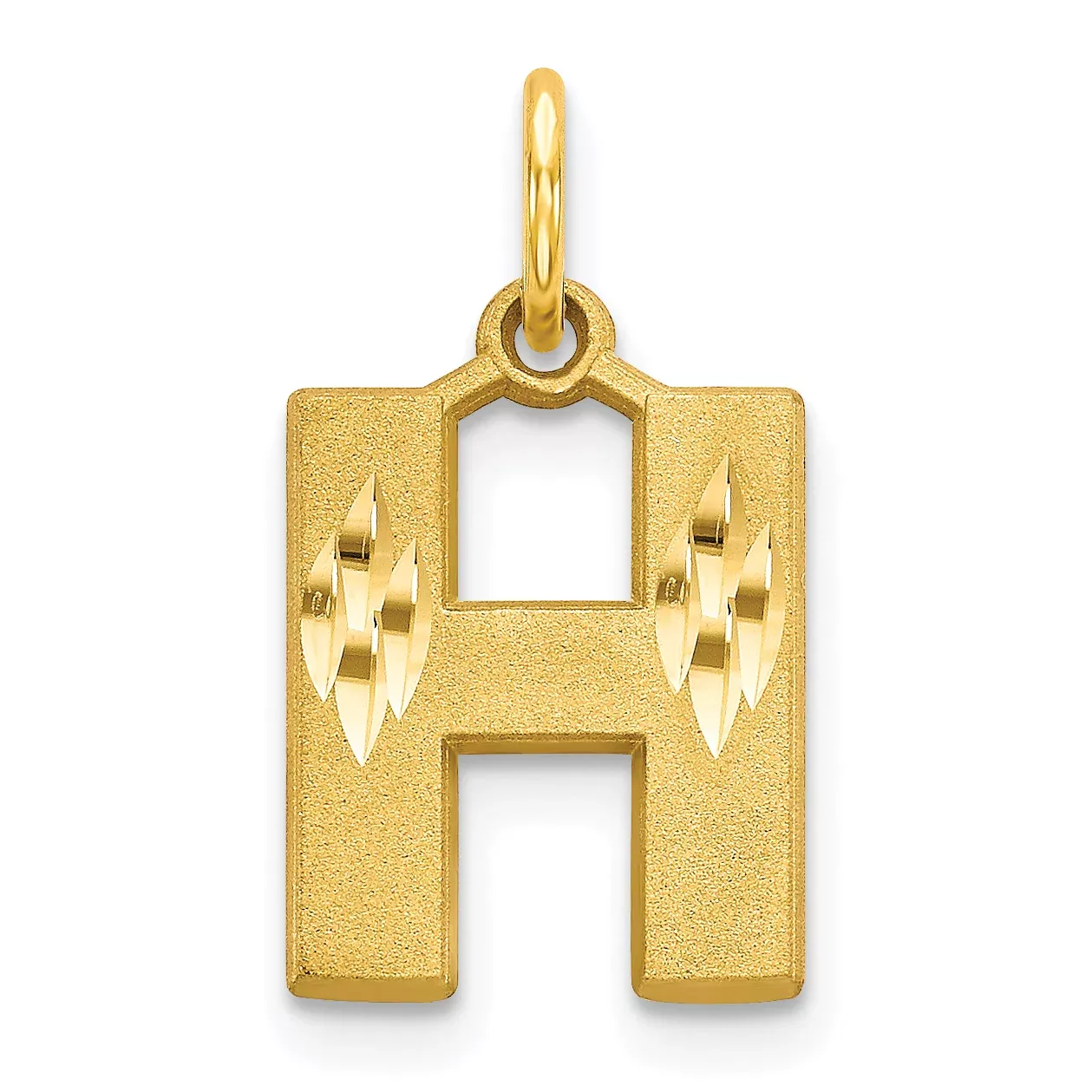 10K Gold Brushed Initial H Charm Solid Elegant Design