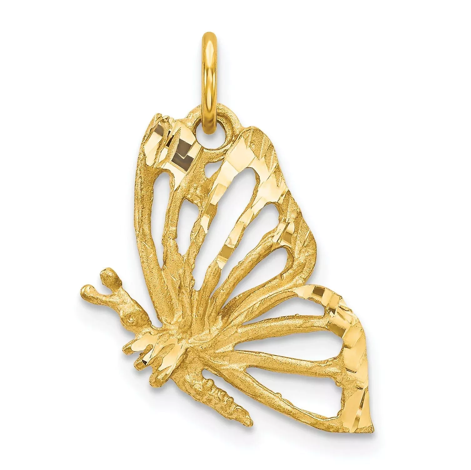 10K Gold Butterfly Charm with Polished Finish Elegant and Solid