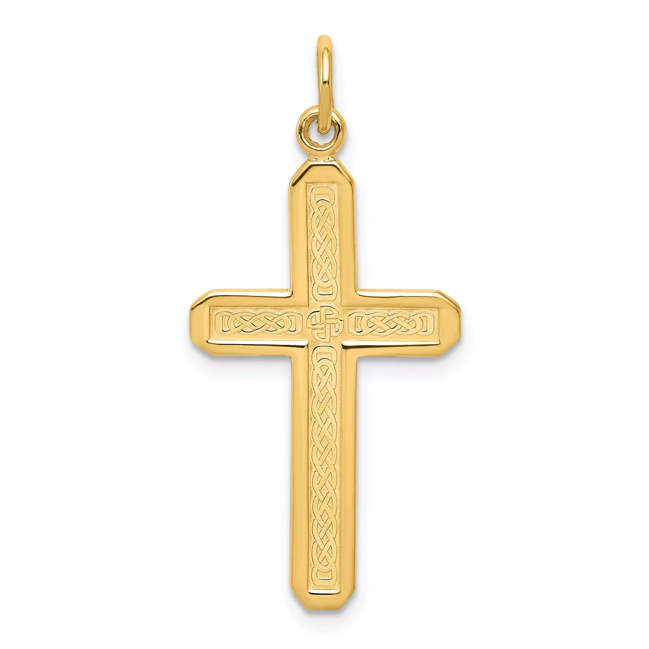 10K Gold Cross Charm with Polished FinishElegant & Solid Design