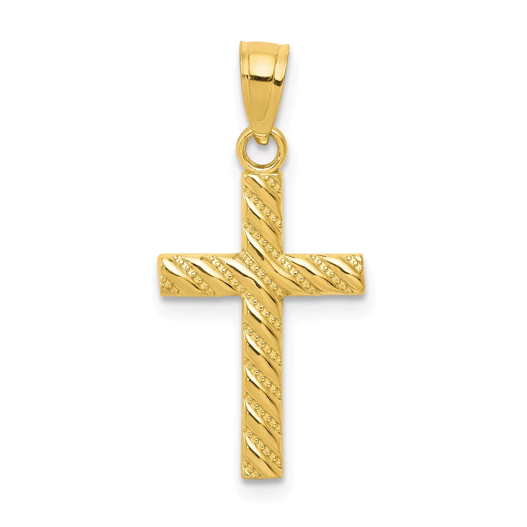 10K Gold Cross Pendant with Polished FinishElegant and Solid Design
