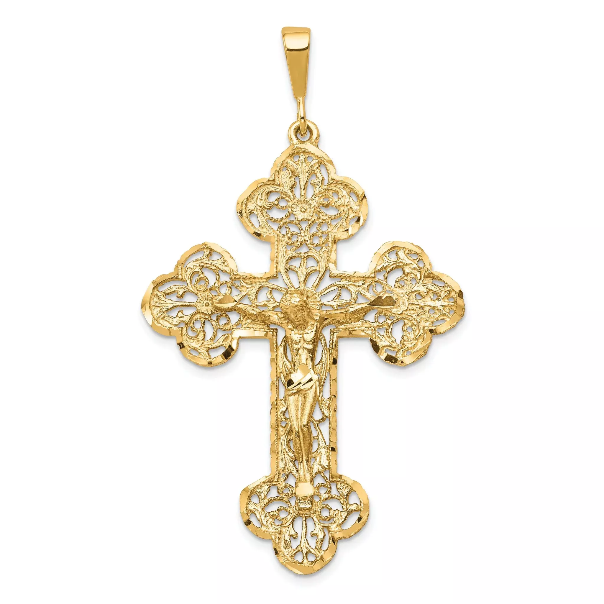 10K Gold Crucifix Charm with Polished Finish and Solid Design
