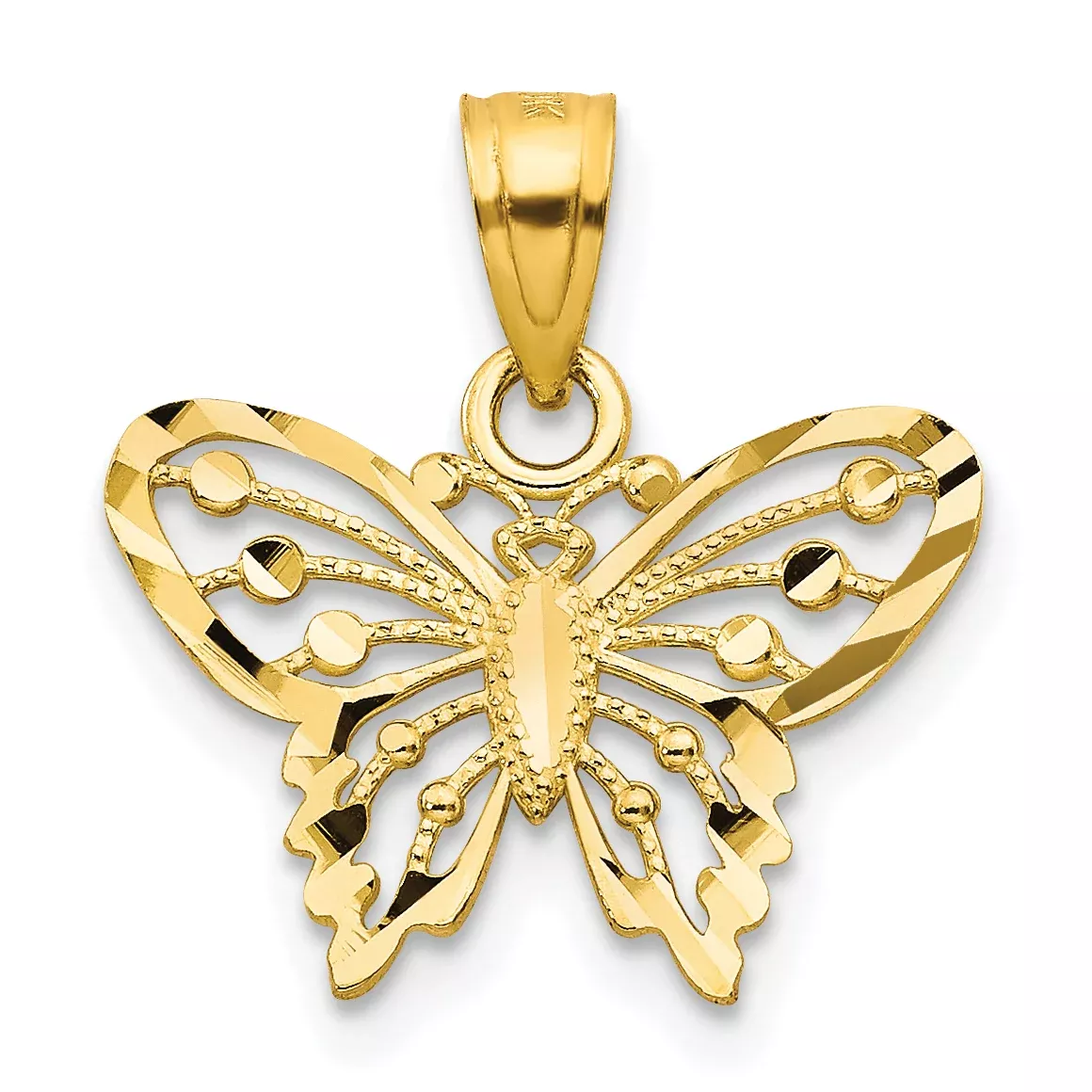 10K Gold Diamond-Cut Butterfly Charm with Polished Solid Design