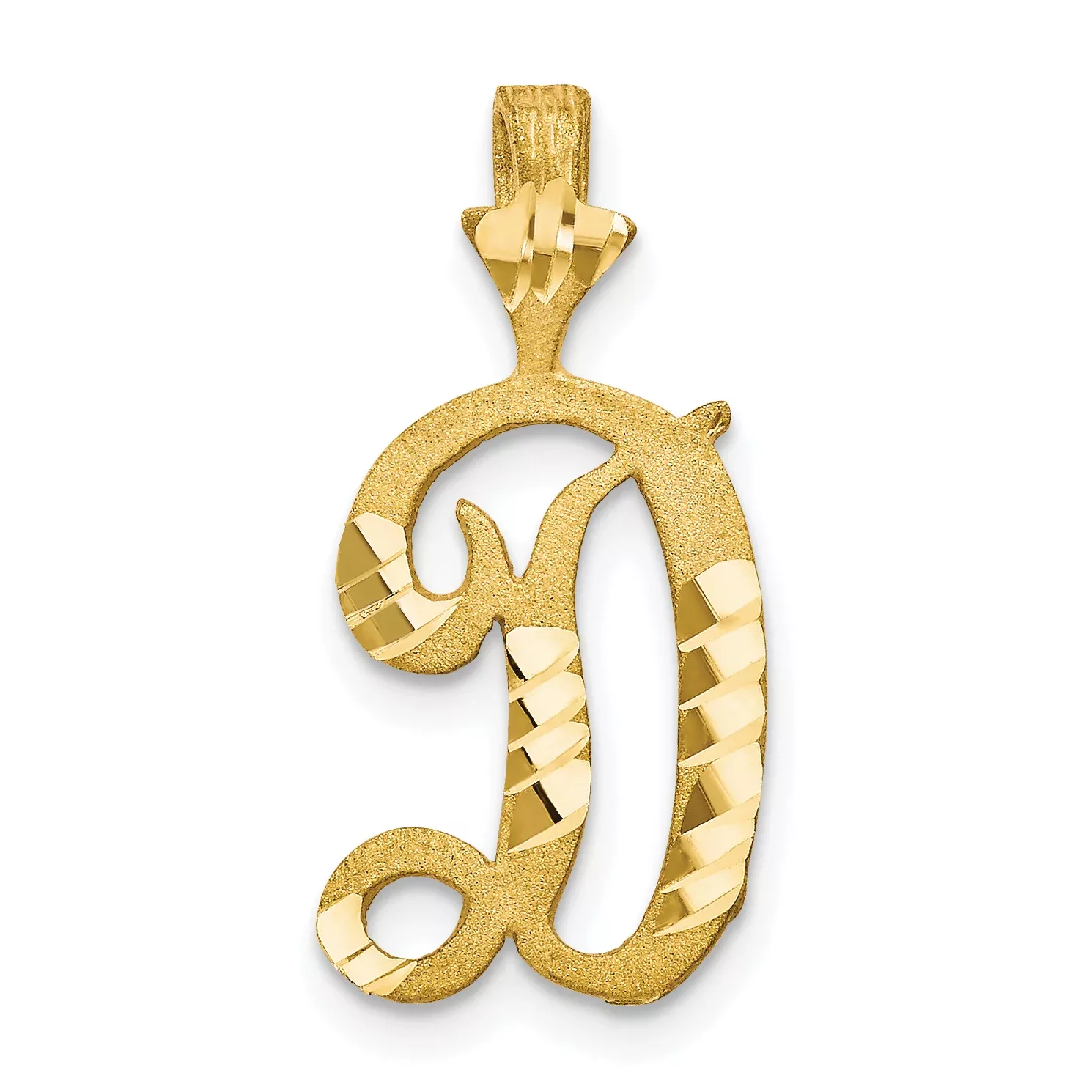 10K Gold Diamond-Cut Initial D Charm with Polished Finish