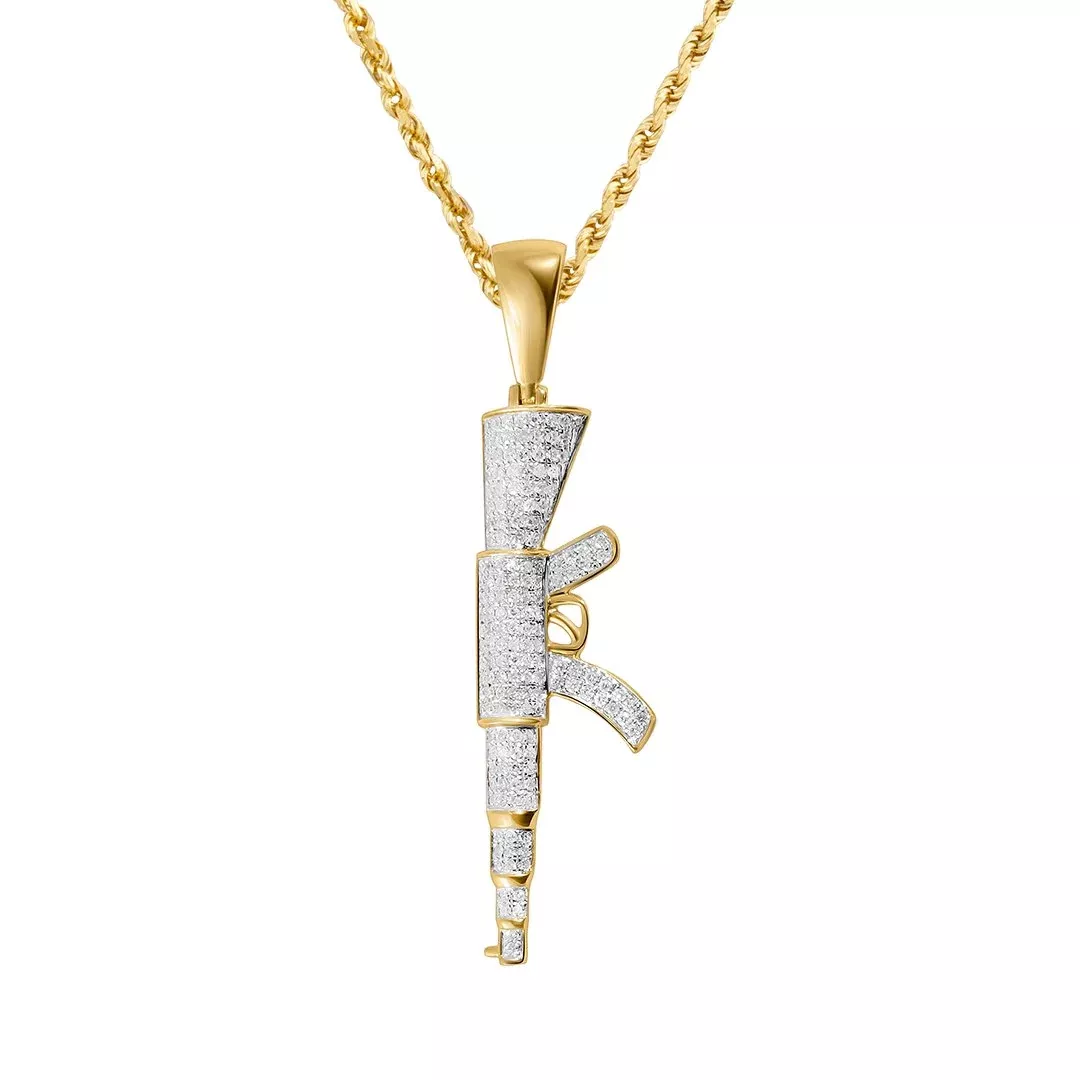 10k Gold Diamond Rifle Pendant 0.5 Ctw