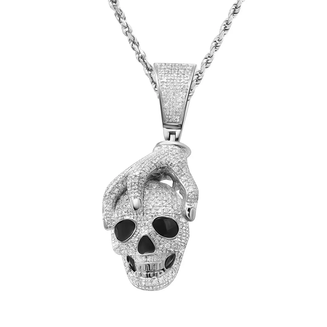 10k Gold Diamond Skull Pendant 0.92 Ctw