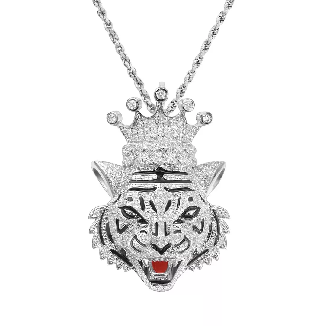 10k Gold Diamond Tiger Pendant 0.69 Ctw