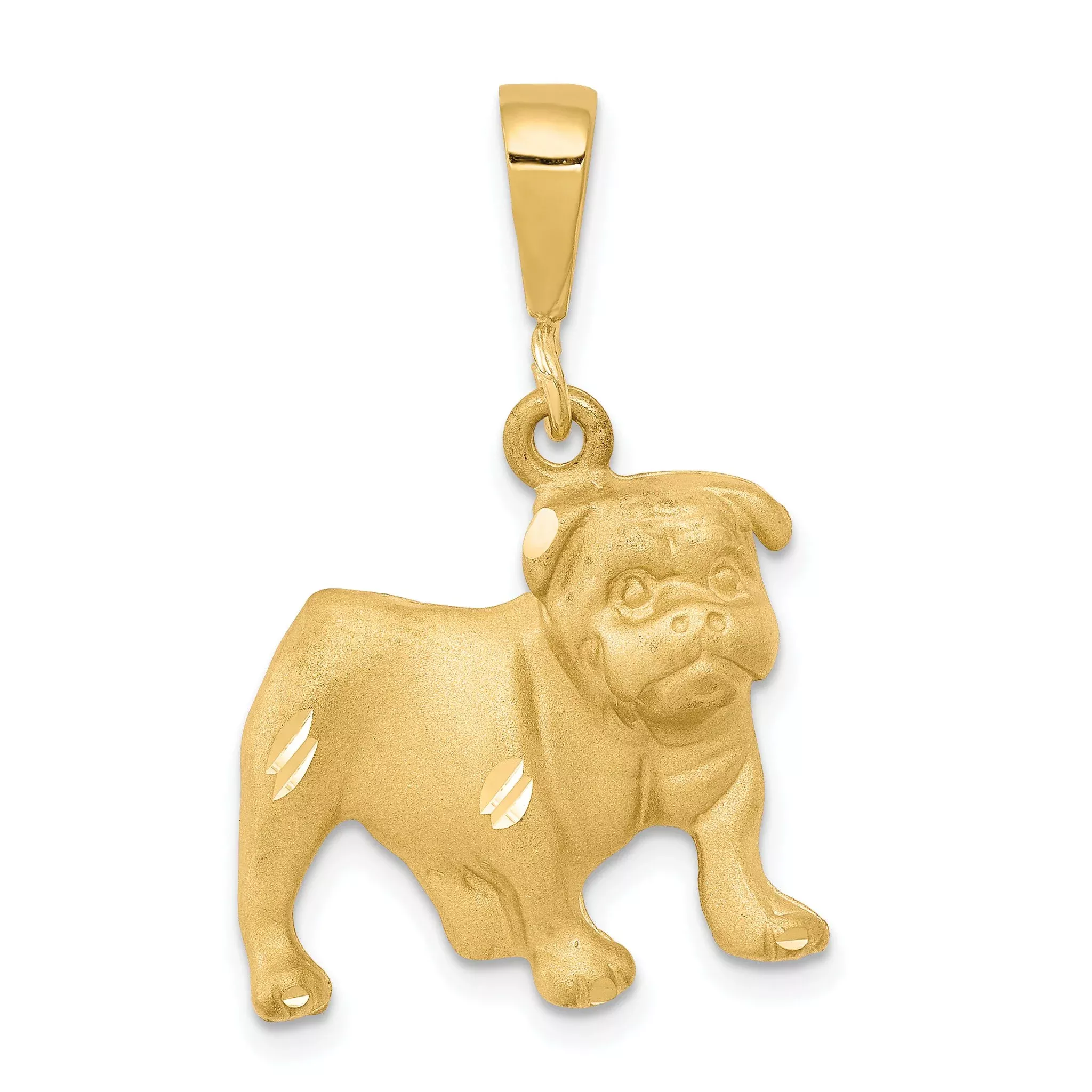 10K Gold Dog Charm with Polished Finish, Solid and Elegant Design