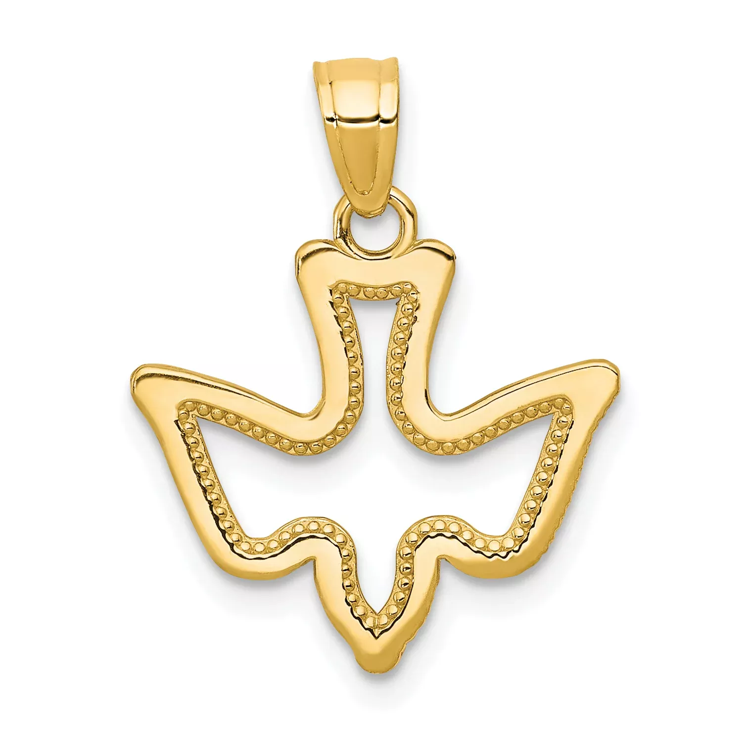 10K Gold Dove Charm with Polished FinishSolid and Casted