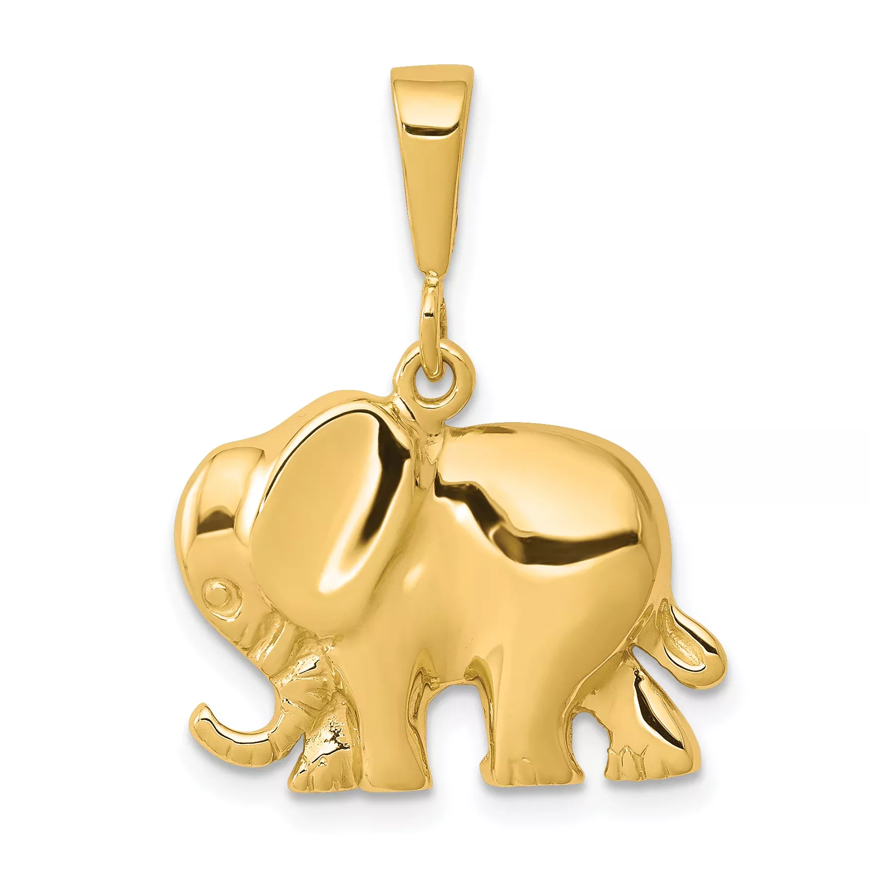 10K Gold Elephant Charm with Polished FinishSolid and Themed Design