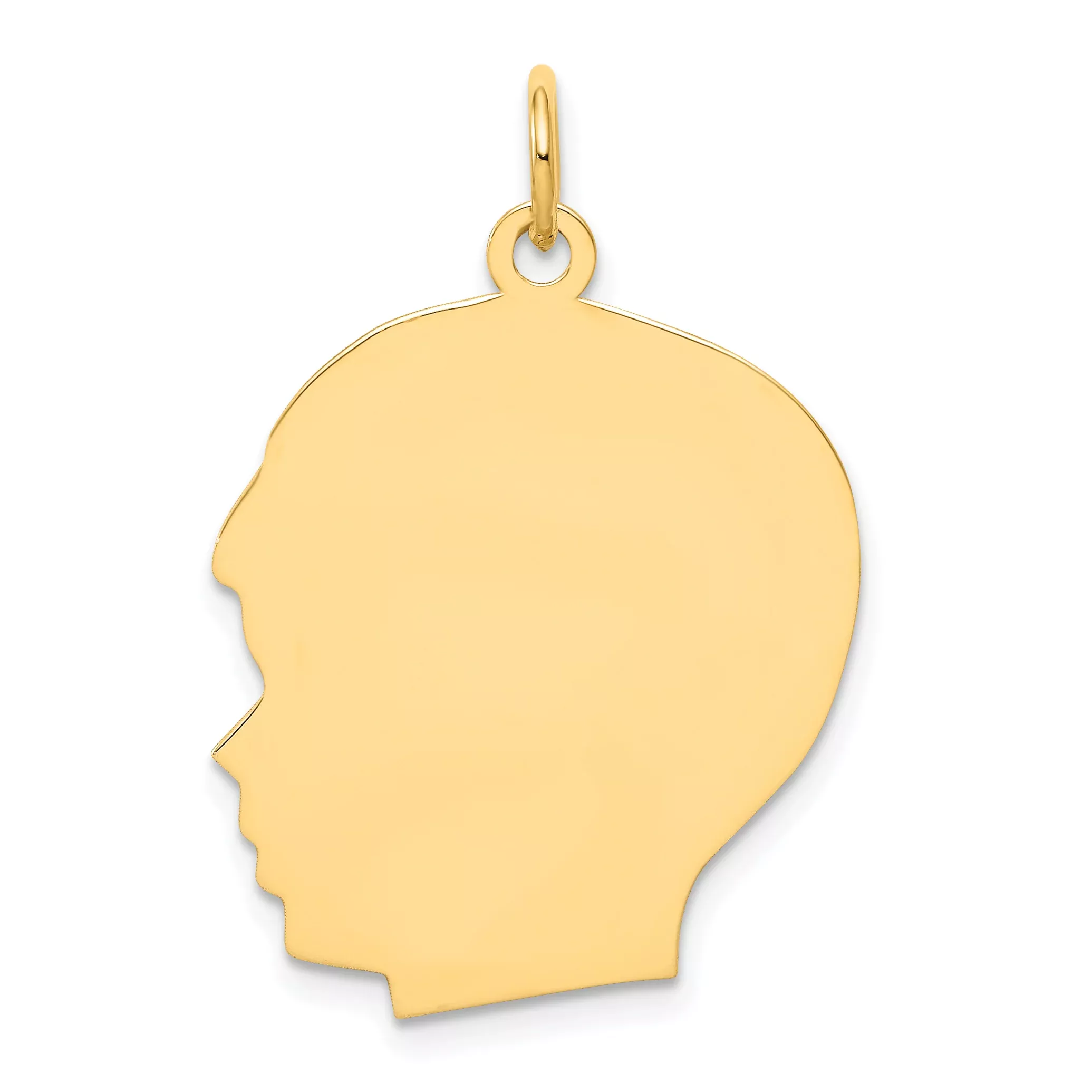 10K Gold Engravable Boy Head Charm 30mm Classic Design