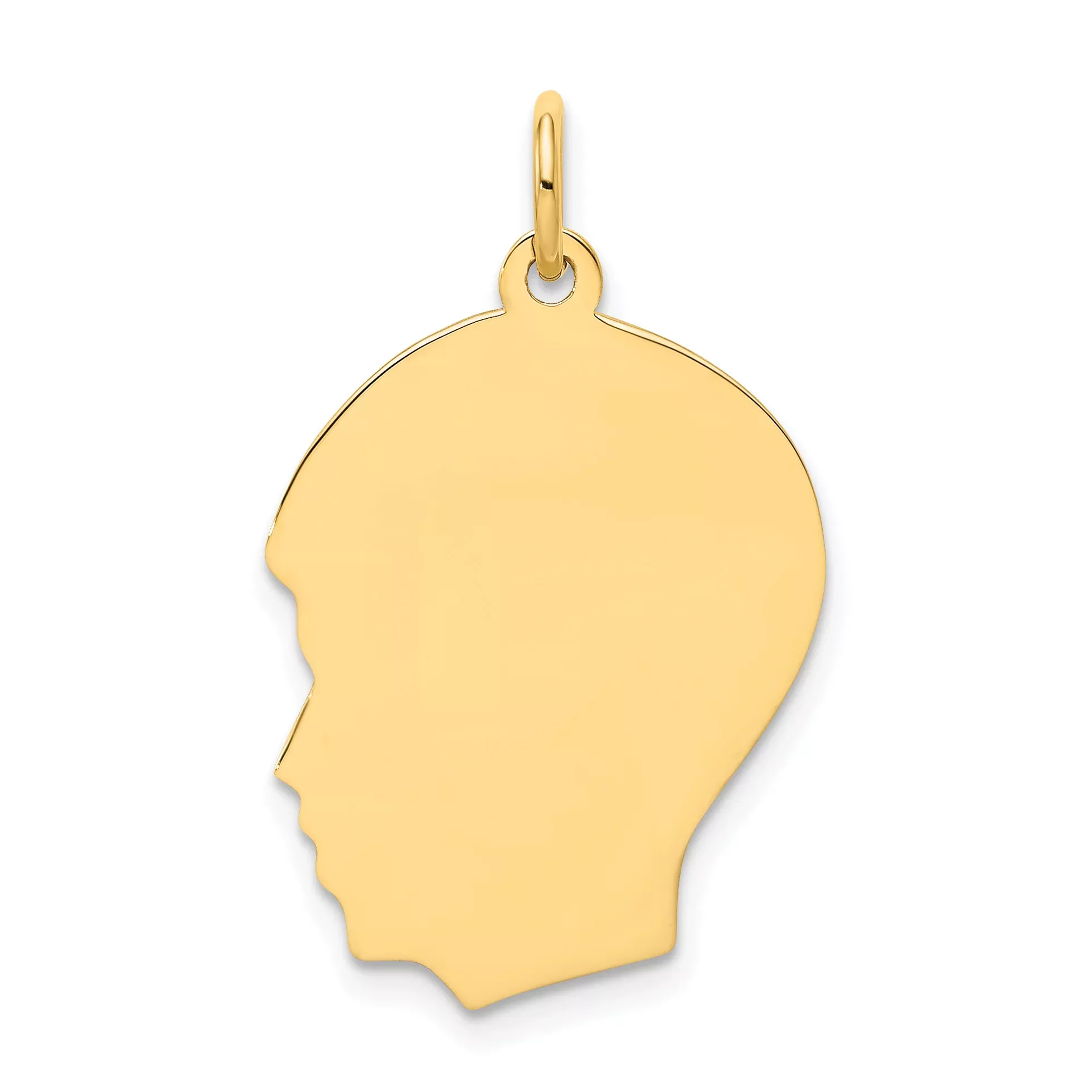 10K Gold Engravable Boy Head Charm with Polished Finish