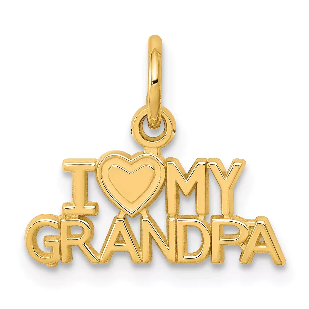 10K Gold I LOVE MY GRANDPA Charm with Polished Finish Solid Design