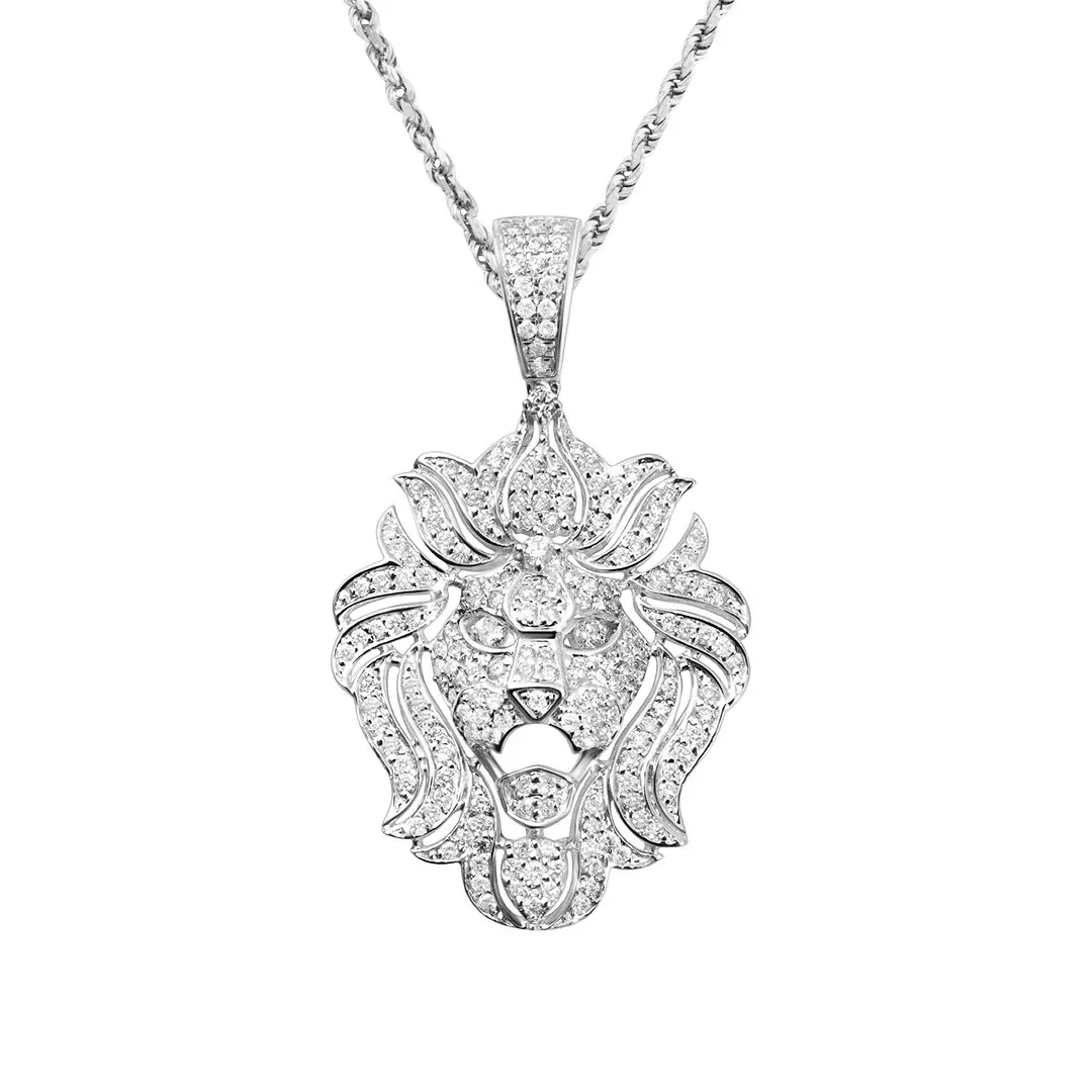 10k Gold Lion Pendant 1.04 Ctw