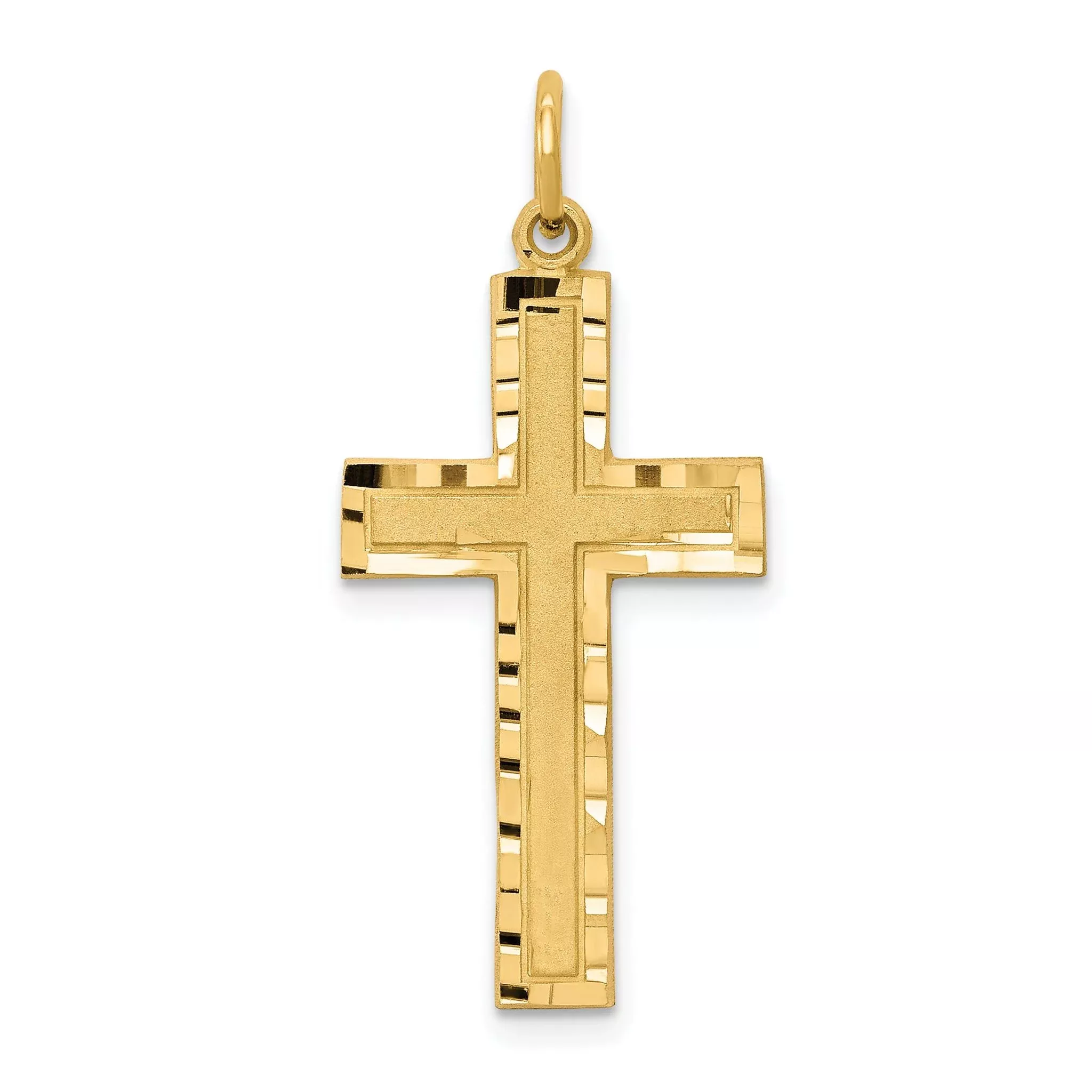 10K Gold Polished Cross Charm with Solid Design32mm