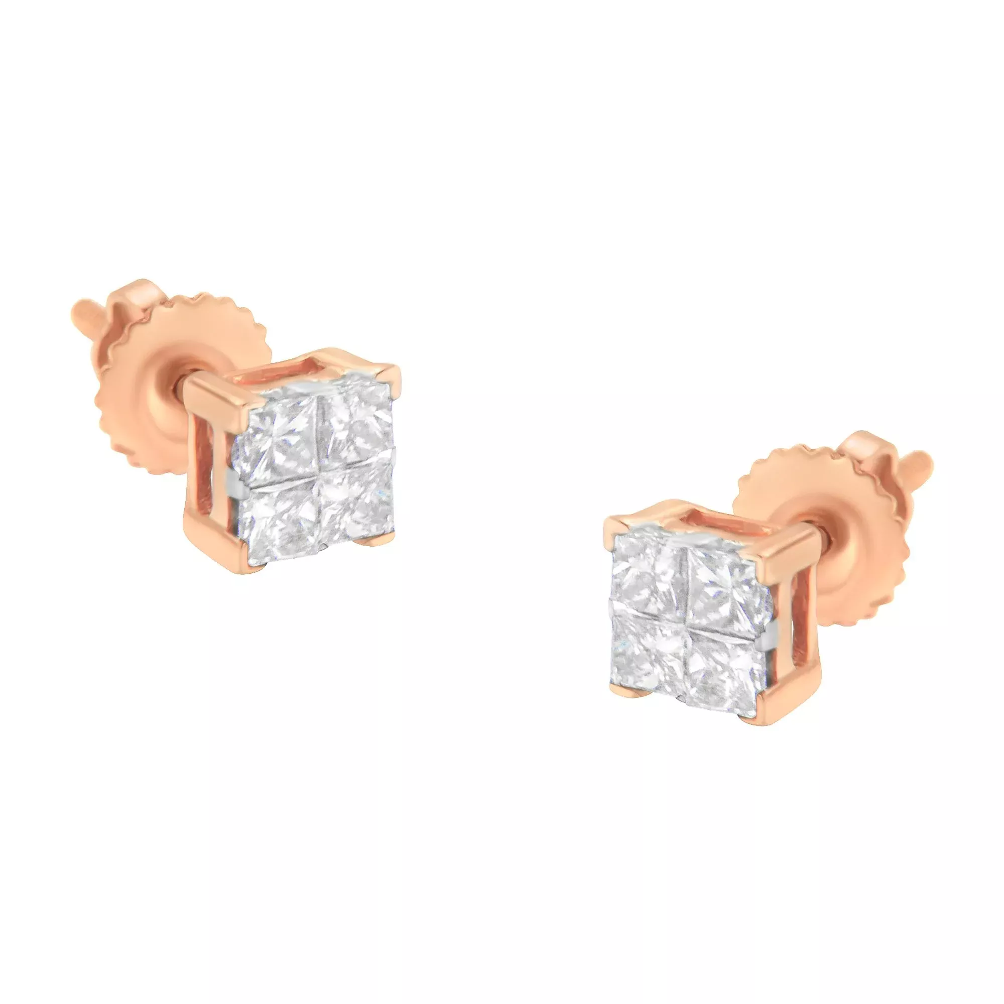 10K Gold Princess Diamond Composite Stud Earring (1/2 cttw, I-J Color, I1-I2 Clarity)
