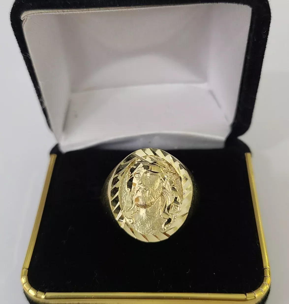 10k Jesus Head Ring Yellow Gold Men Real Genuine