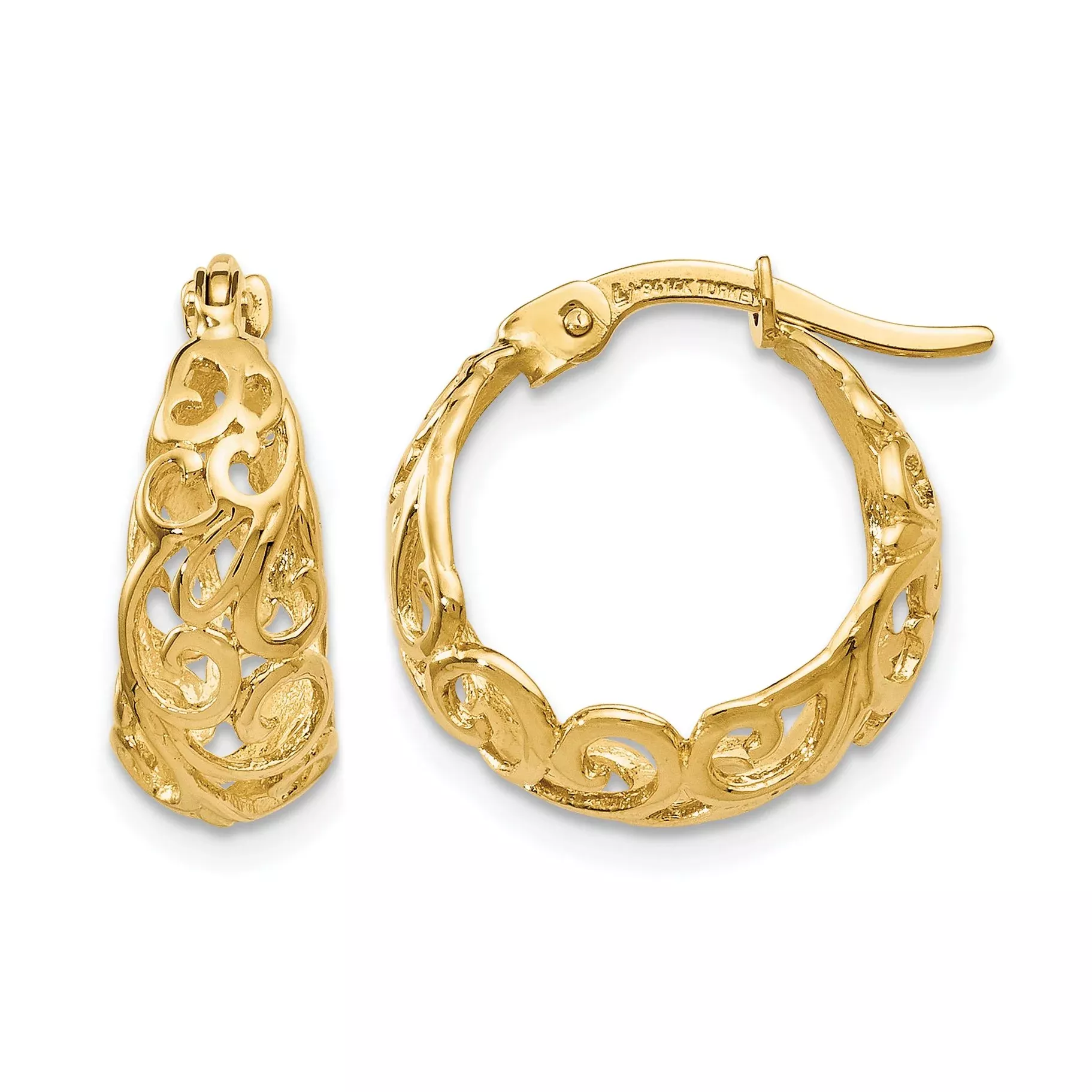 10K Polished Hinged Hoop Earrings