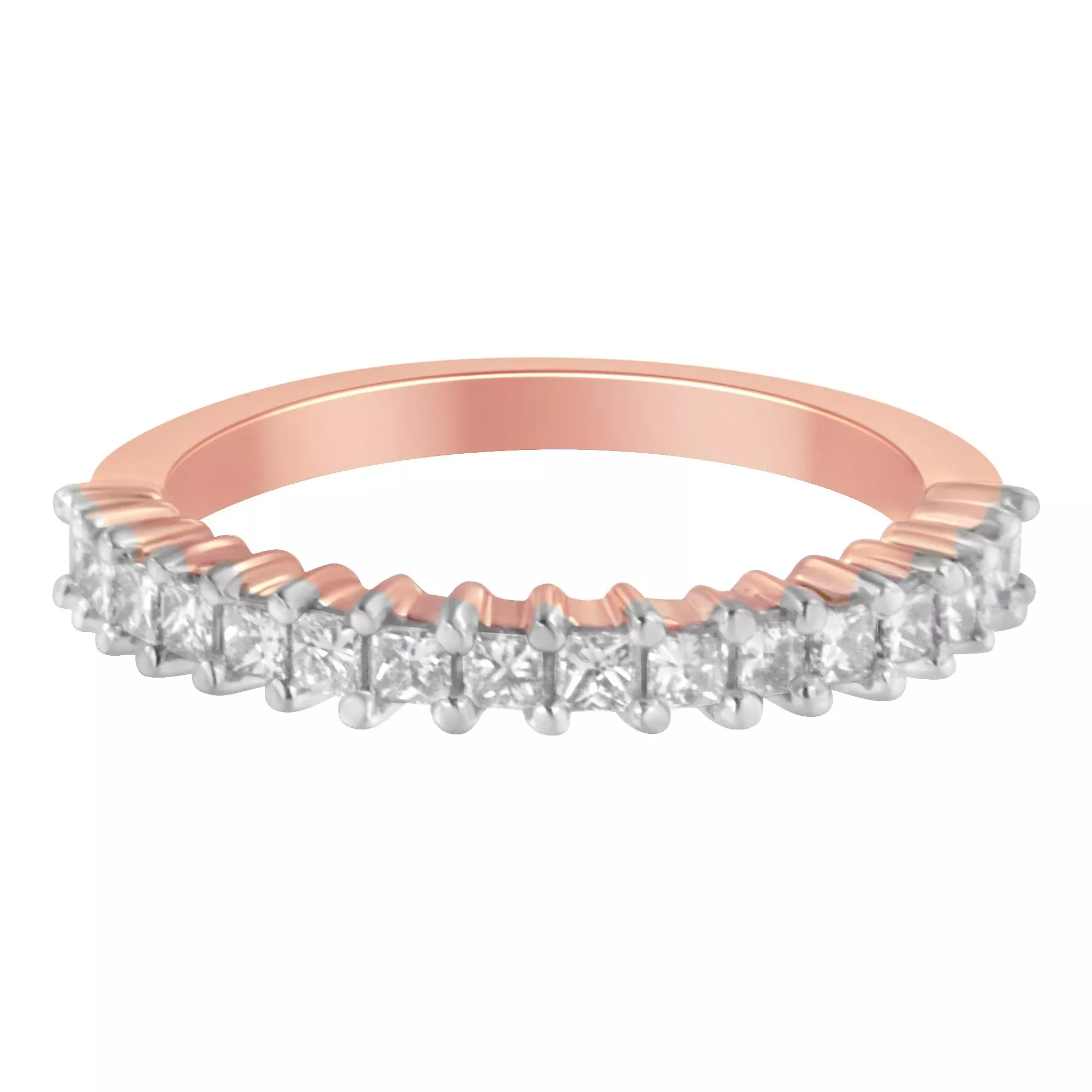 10K Rose Gold Flashed .925 Sterling Silver Diamond Band Ring (1/2 Cttw, J-K Color, I1-I2 Clarity)