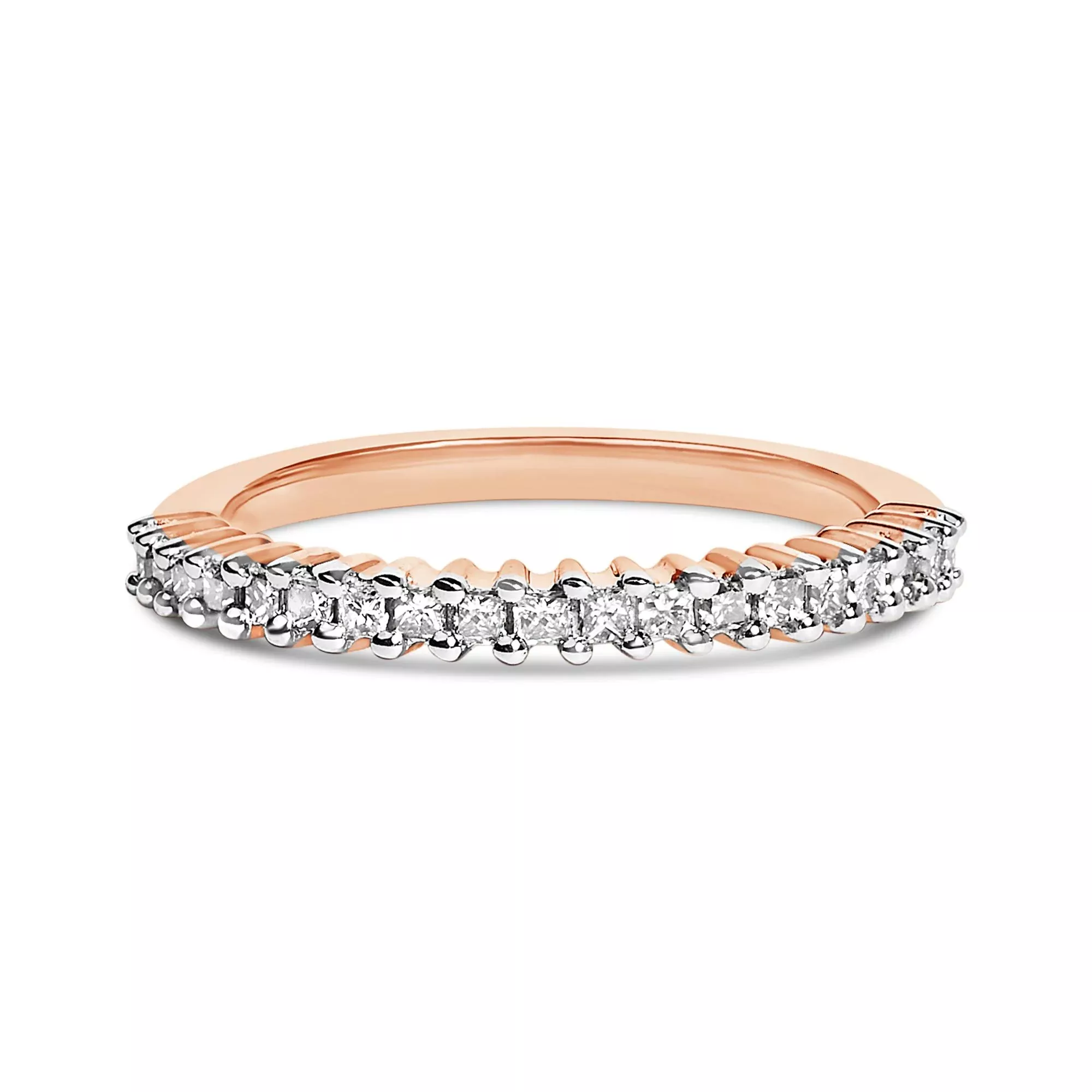 10K Rose Gold Plated Sterling Silver 1/3 Cttw Diamond Band Ring