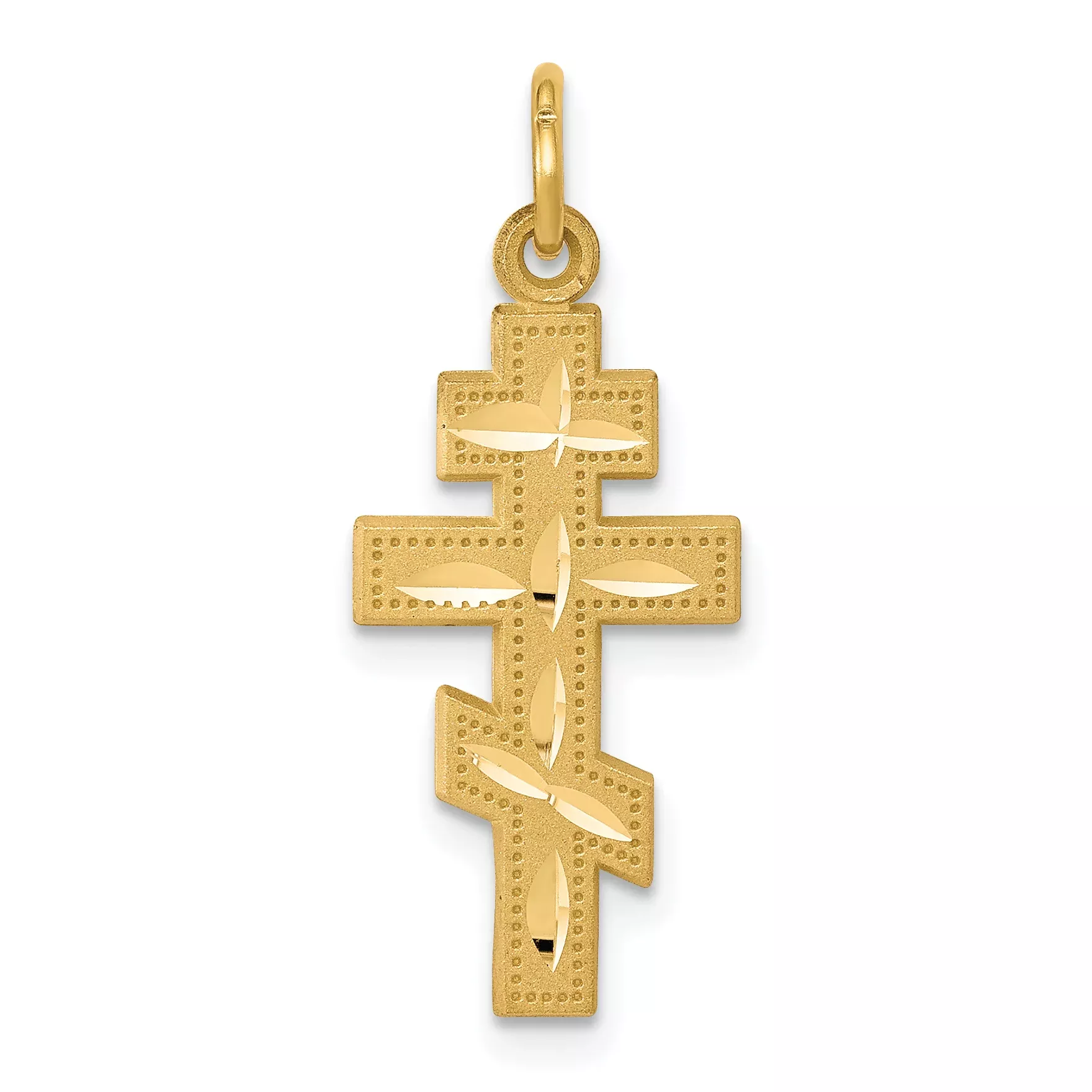 10K Solid Gold Eastern Orthodox Cross Pendant with Polished Finish