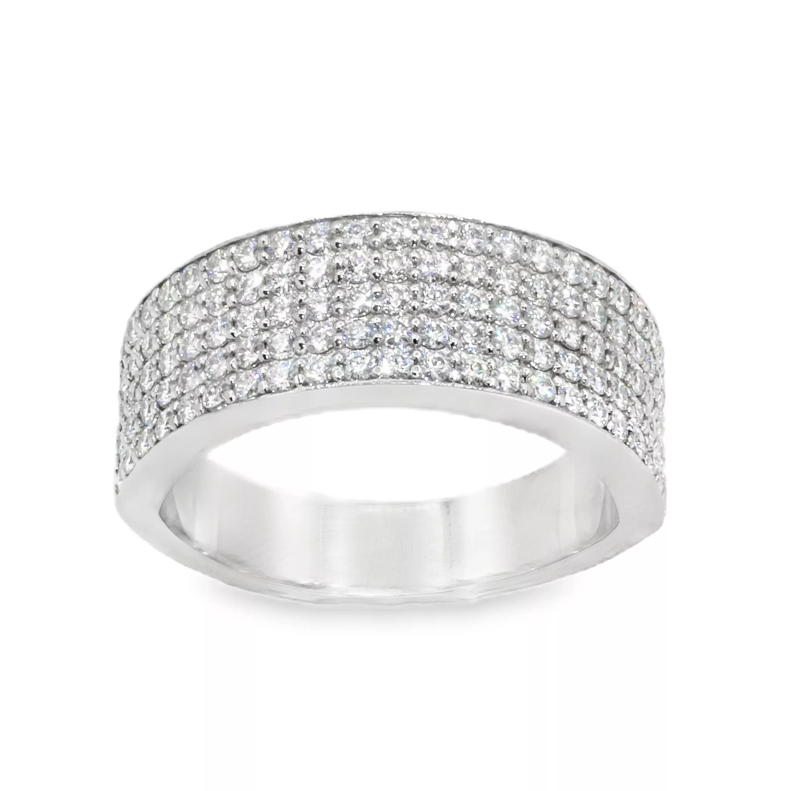 10K Solid White Gold Mens Lab Diamond Wedding Ring Band 2.02 Ctw