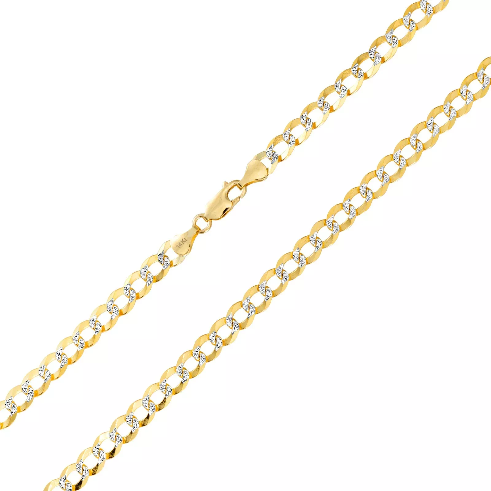 10K Solid Yellow Gold Cuban Curb Chain 12mm Diamond Cut Necklace 24'' Inches