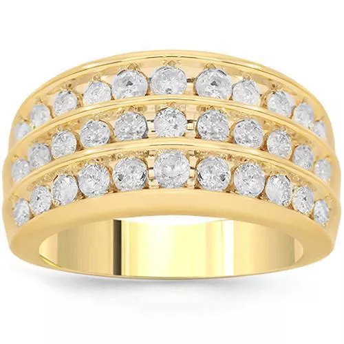 10K Solid Yellow Gold Mens Diamond Wedding Ring Band 1.30 Ctw