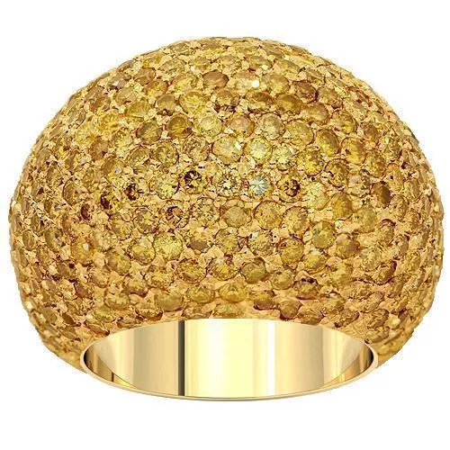 10K Solid Yellow Gold Mens Yellow Diamond Pinky Ring 9.54Ctw