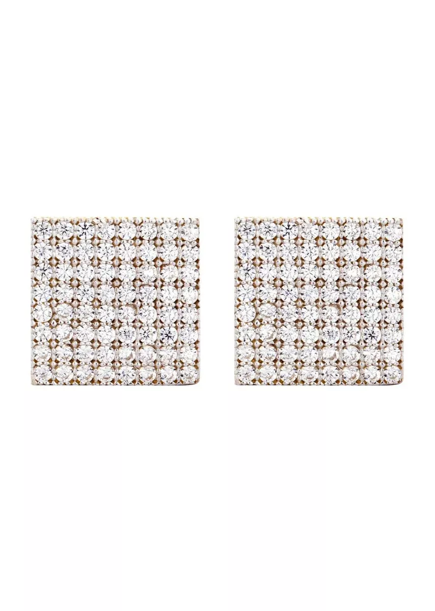 10K Square Gold Earrings For Men | Appx 1/2 Inches Wide