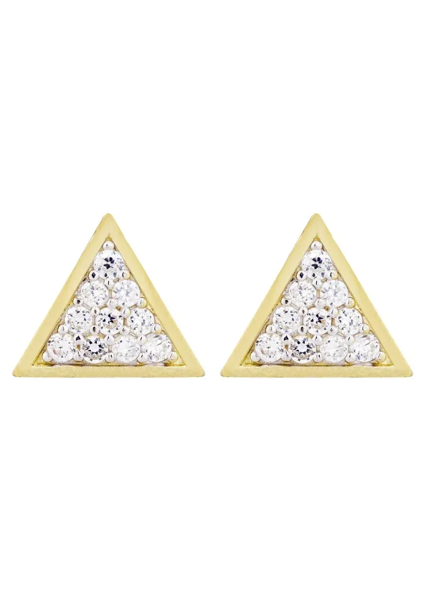 10K TriangleGold Earrings For Men | Appx 1/2 Inches Wide