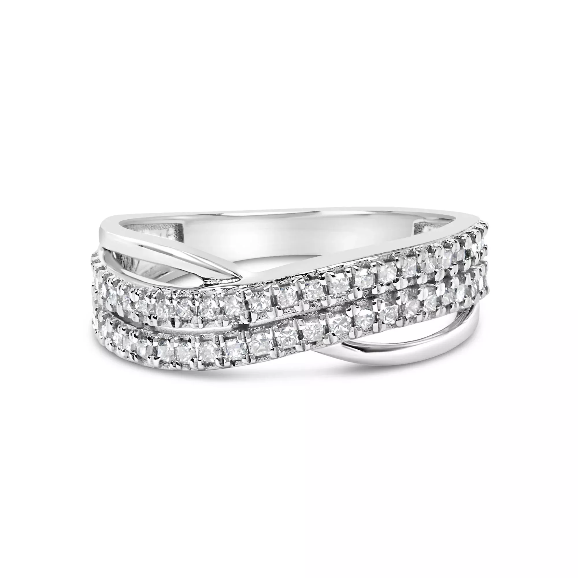 10K White Gold 1/2 Cttw Princess Diamond Split Shank Band Ring
