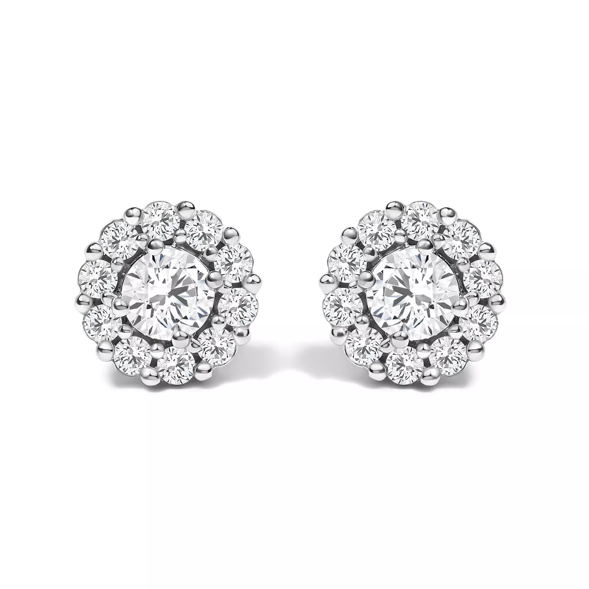 10K White Gold 3.0 Cttw Lab Grown Diamond Halo Stud Earrings