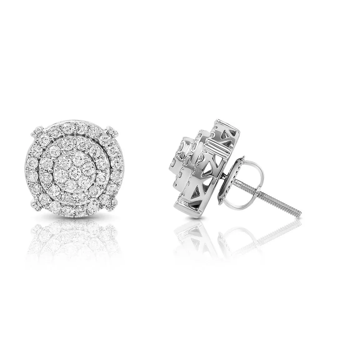 10K White Gold Diamond Stud Earrings 0.75 CTW