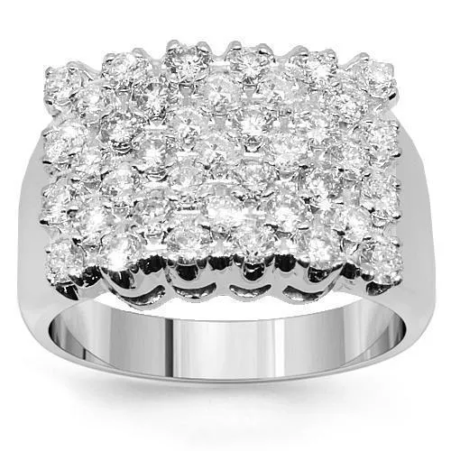 10K White Solid Gold Mens Diamond Ring 2.67 Ctw