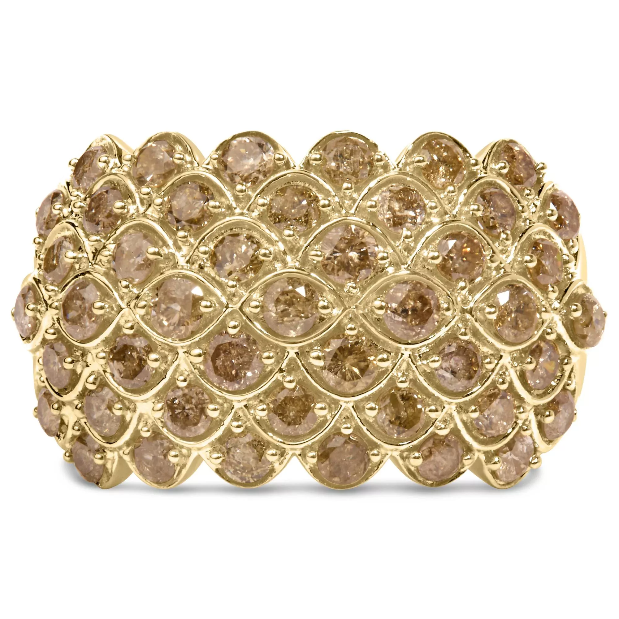 10K Yellow Gold 2.0 Cttw Brown Diamond Teardrop Design Cocktail Ring