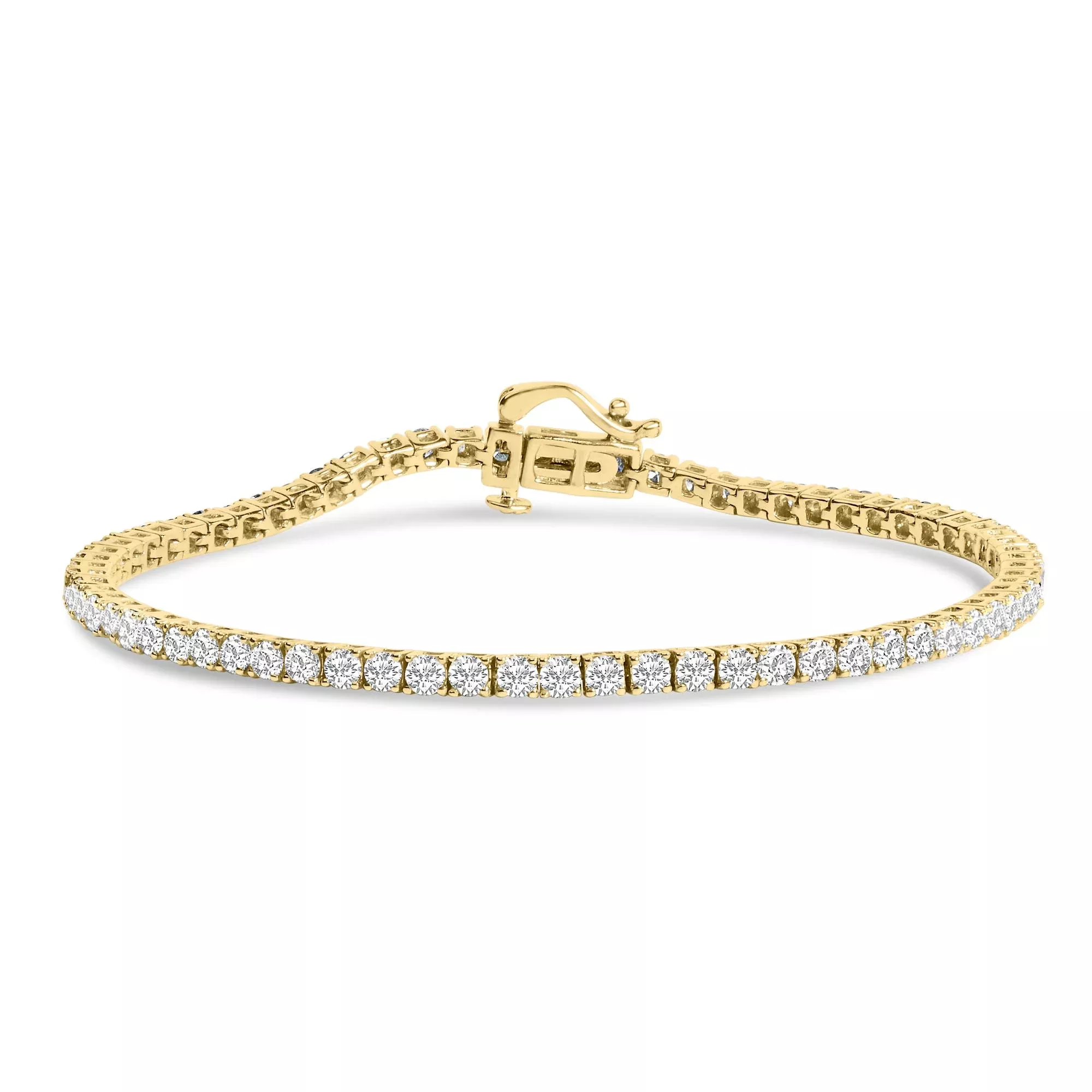 10K Yellow Gold 4.0 Cttw Natural Diamond Tennis Bracelet (K-L Color, I2-I3 Clarity)- 7.25 " Inches