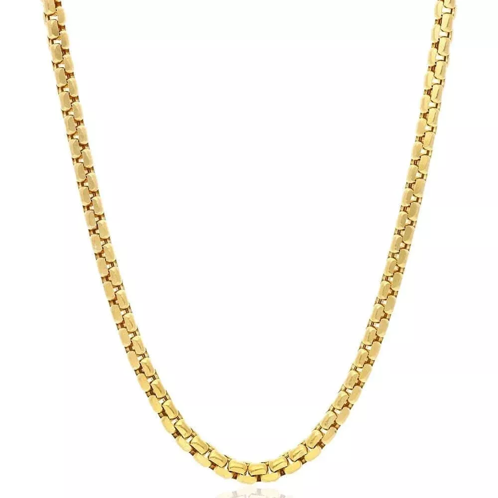 10K Yellow Gold 5mm Round Box Chain (Solid Links) 24"-26"